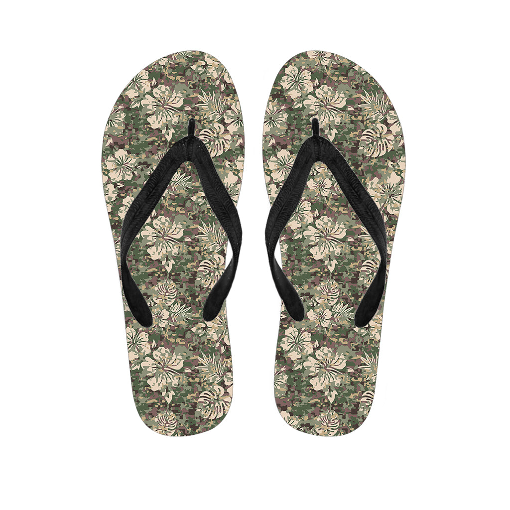 Aloha Hawaiian Camo Flower Pattern Print Flip Flops