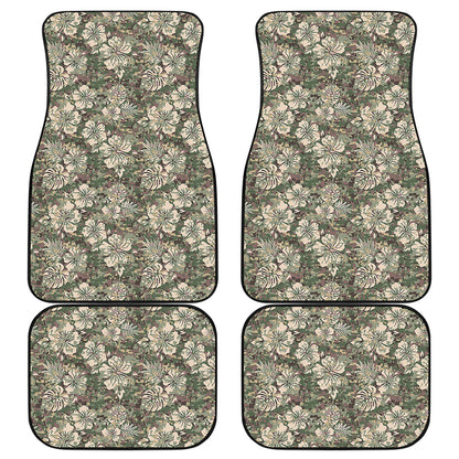 Aloha Hawaiian Camo Flower Pattern Print Front and Back Car Floor Mats