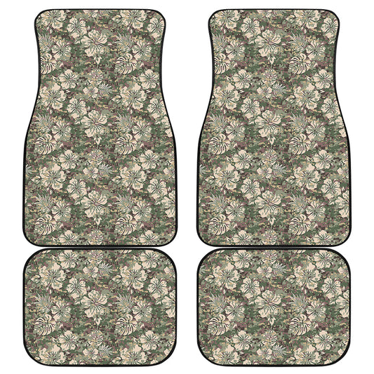 Aloha Hawaiian Camo Flower Pattern Print Front and Back Car Floor Mats
