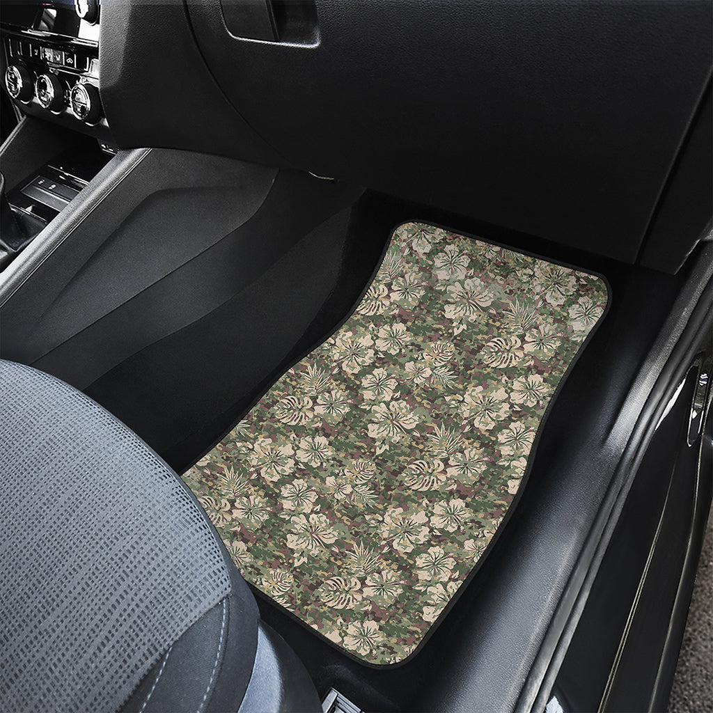 Aloha Hawaiian Camo Flower Pattern Print Front and Back Car Floor Mats