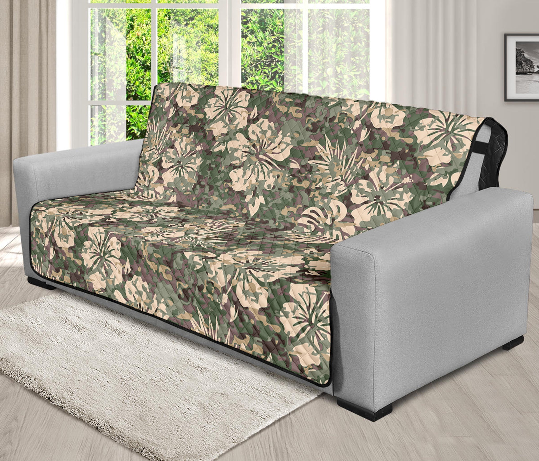 Aloha Hawaiian Camo Flower Pattern Print Futon Protector