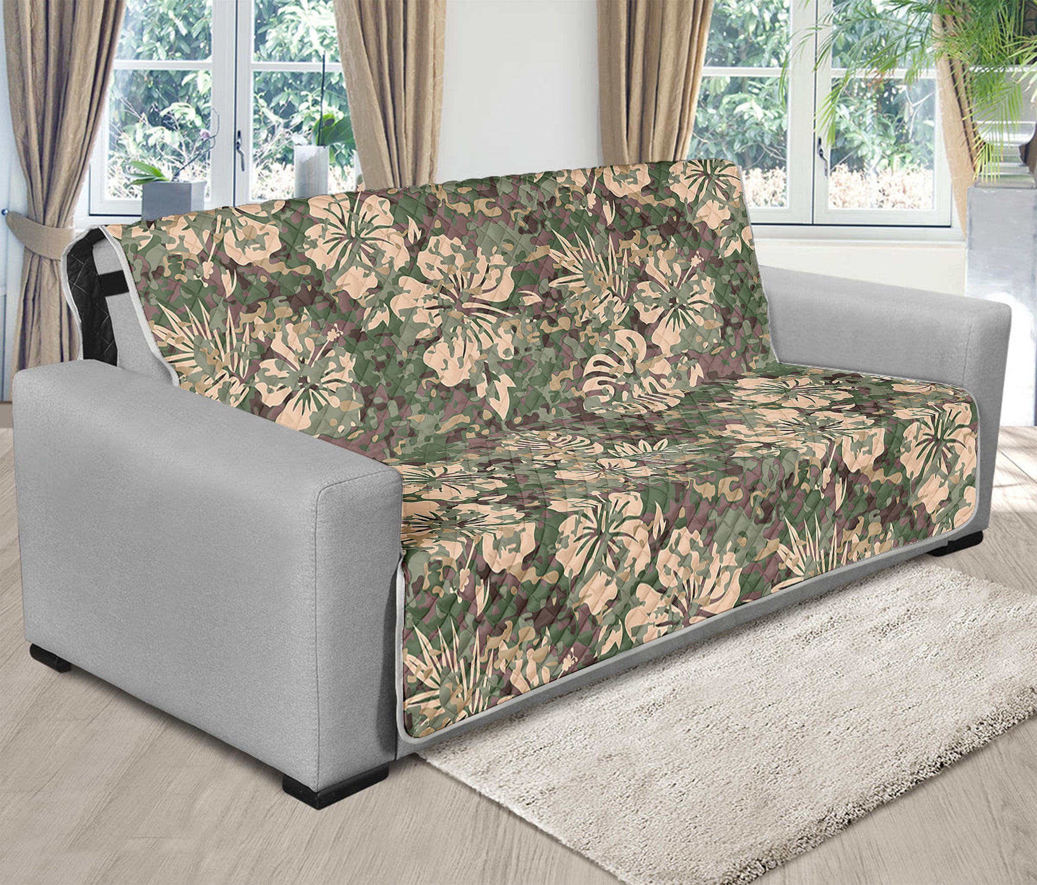 Aloha Hawaiian Camo Flower Pattern Print Futon Protector