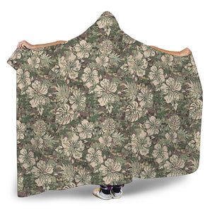 Aloha Hawaiian Camo Flower Pattern Print Hooded Blanket