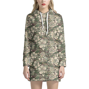 Aloha Hawaiian Camo Flower Pattern Print Hoodie Dress