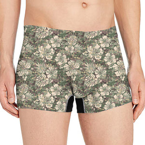 Aloha Hawaiian Camo Flower Pattern Print Men's Boxer Briefs