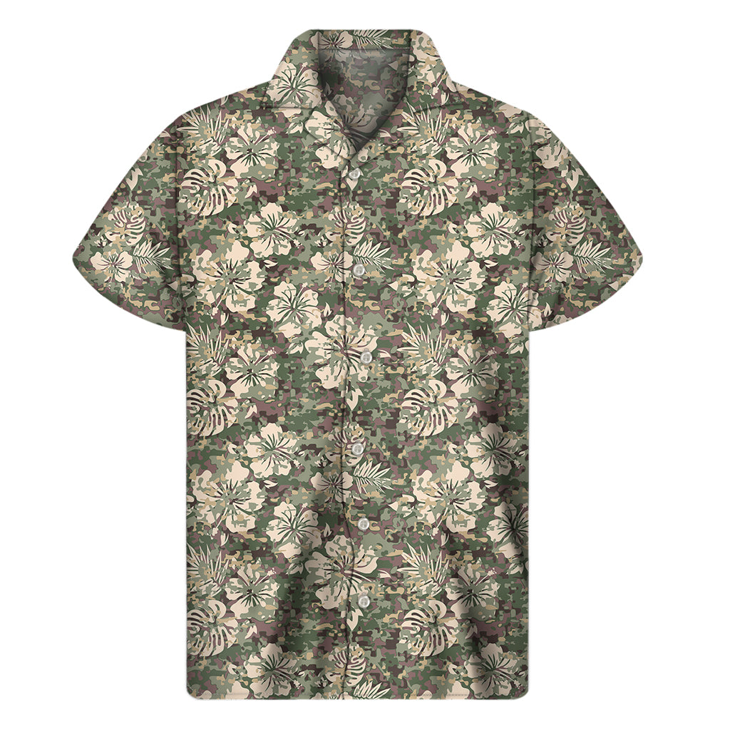 Aloha Hawaiian Camo Flower Pattern Print Men's Short Sleeve Shirt