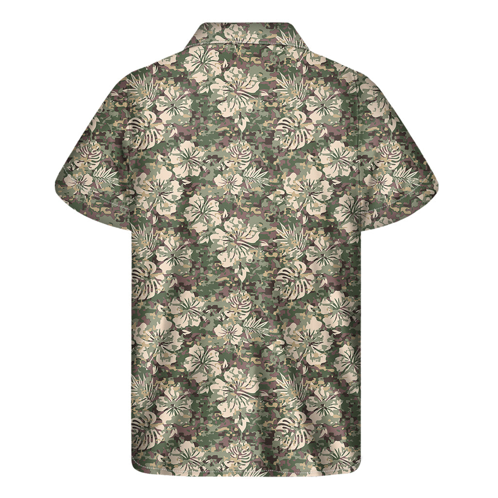 Aloha Hawaiian Camo Flower Pattern Print Men's Short Sleeve Shirt