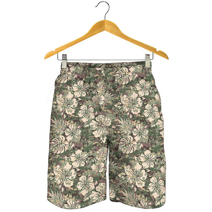 Aloha Hawaiian Camo Flower Pattern Print Men's Shorts