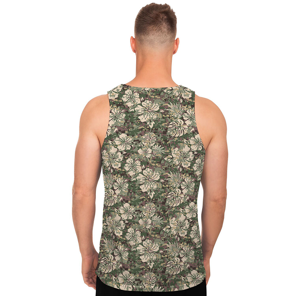 Aloha Hawaiian Camo Flower Pattern Print Men's Tank Top