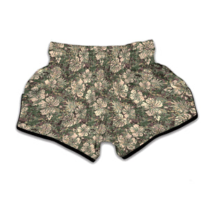 Aloha Hawaiian Camo Flower Pattern Print Muay Thai Boxing Shorts