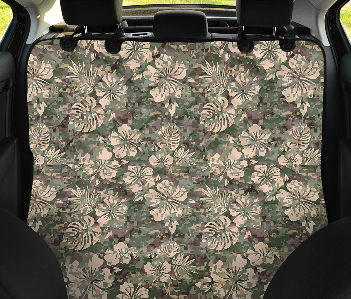 Aloha Hawaiian Camo Flower Pattern Print Pet Car Back Seat Cover