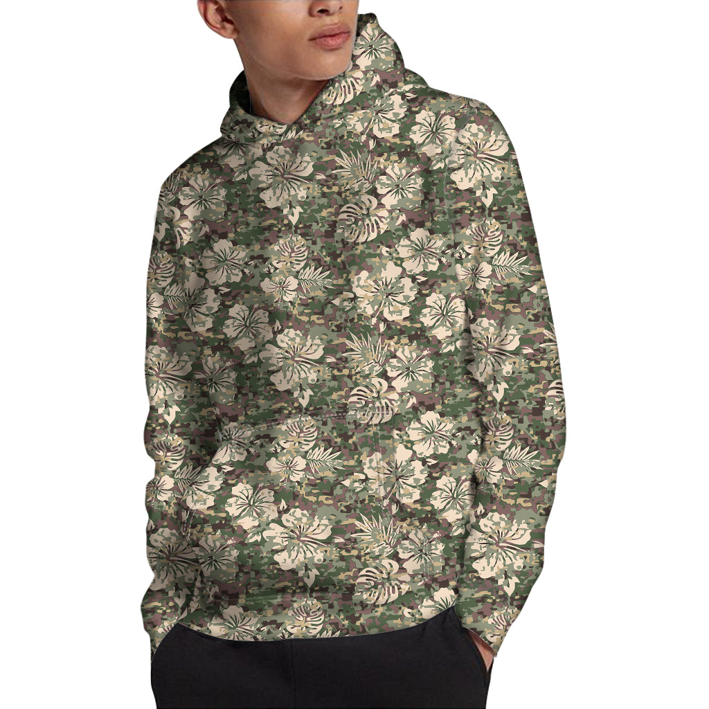 Aloha Hawaiian Camo Flower Pattern Print Pullover Hoodie