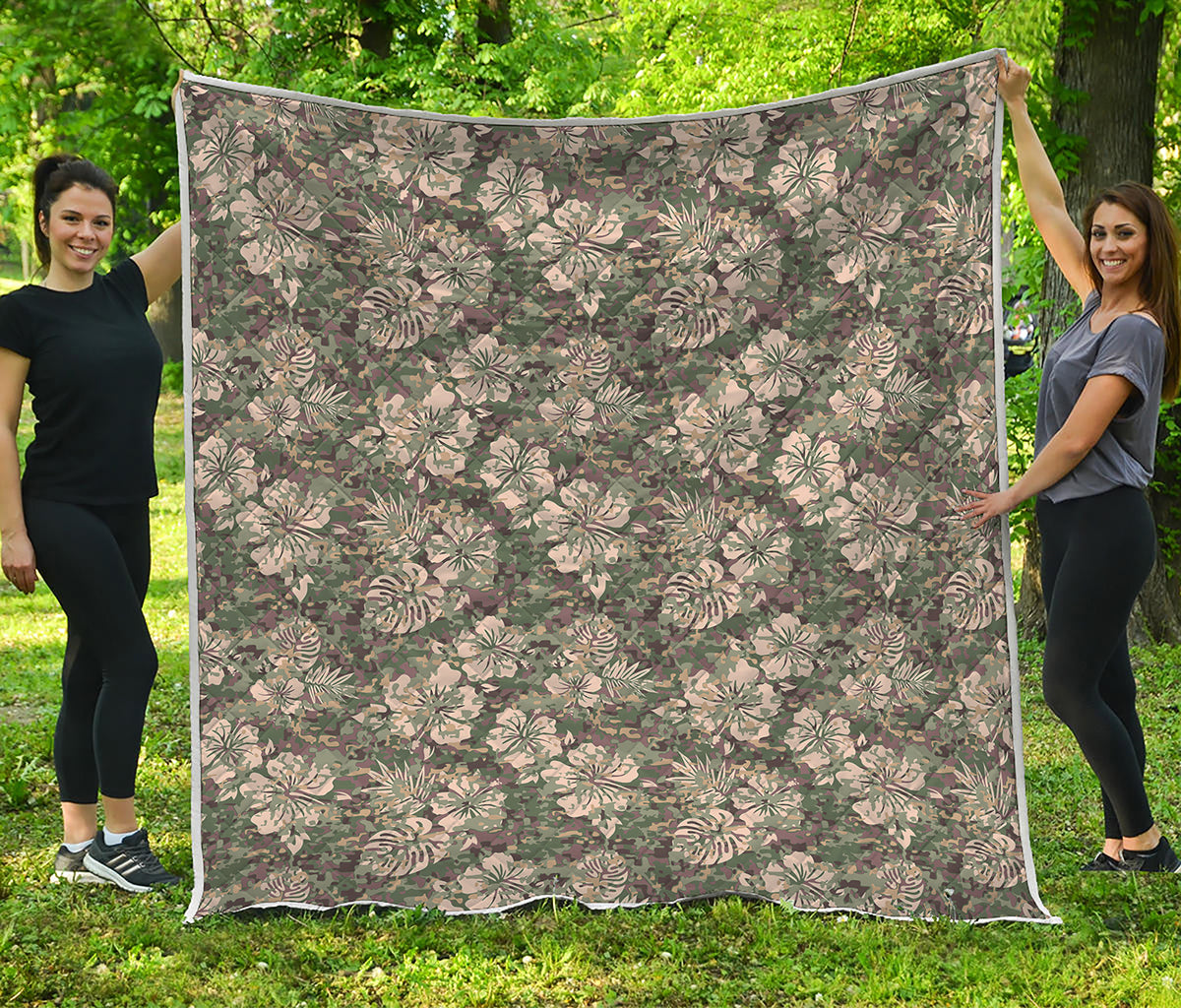 Aloha Hawaiian Camo Flower Pattern Print Quilt