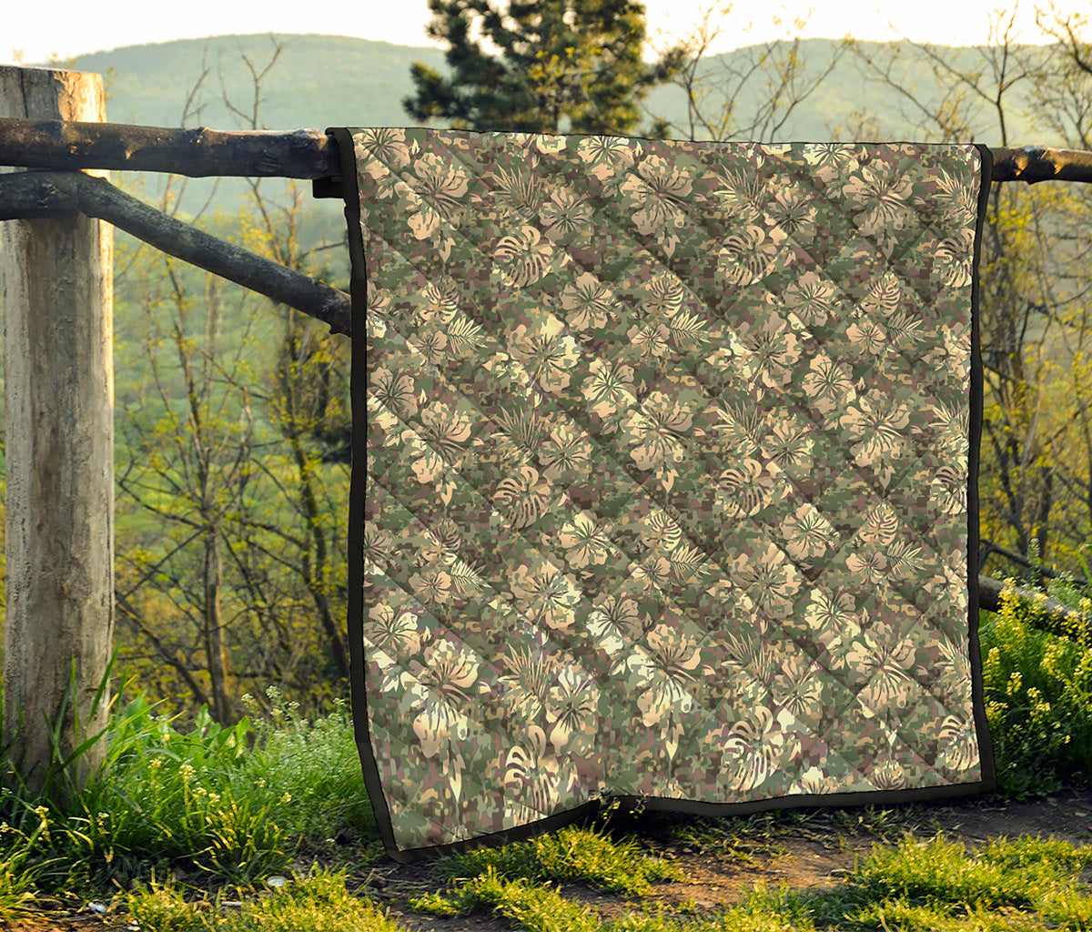 Aloha Hawaiian Camo Flower Pattern Print Quilt