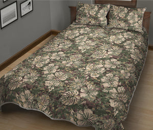 Aloha Hawaiian Camo Flower Pattern Print Quilt Bed Set