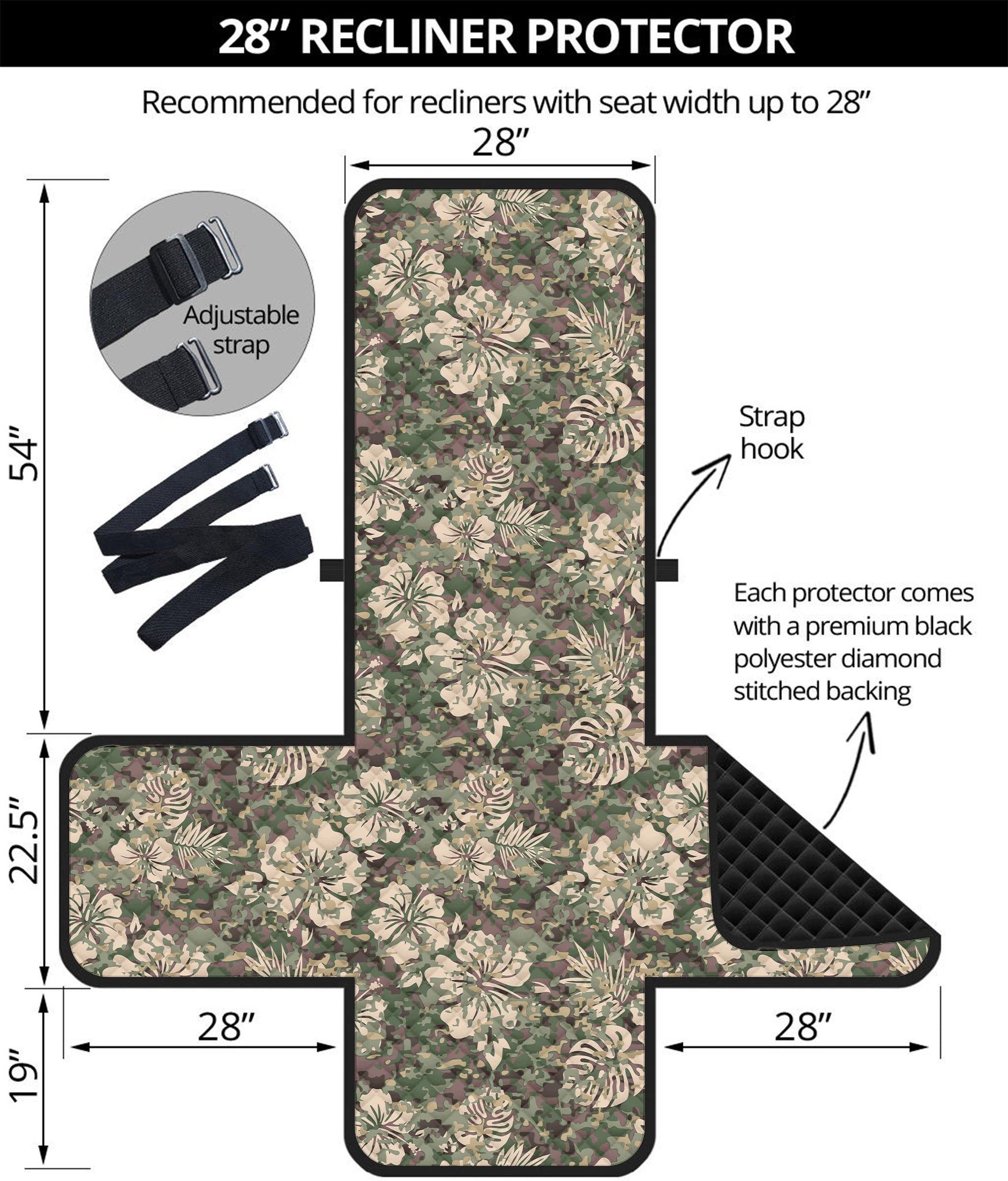 Aloha Hawaiian Camo Flower Pattern Print Recliner Protector