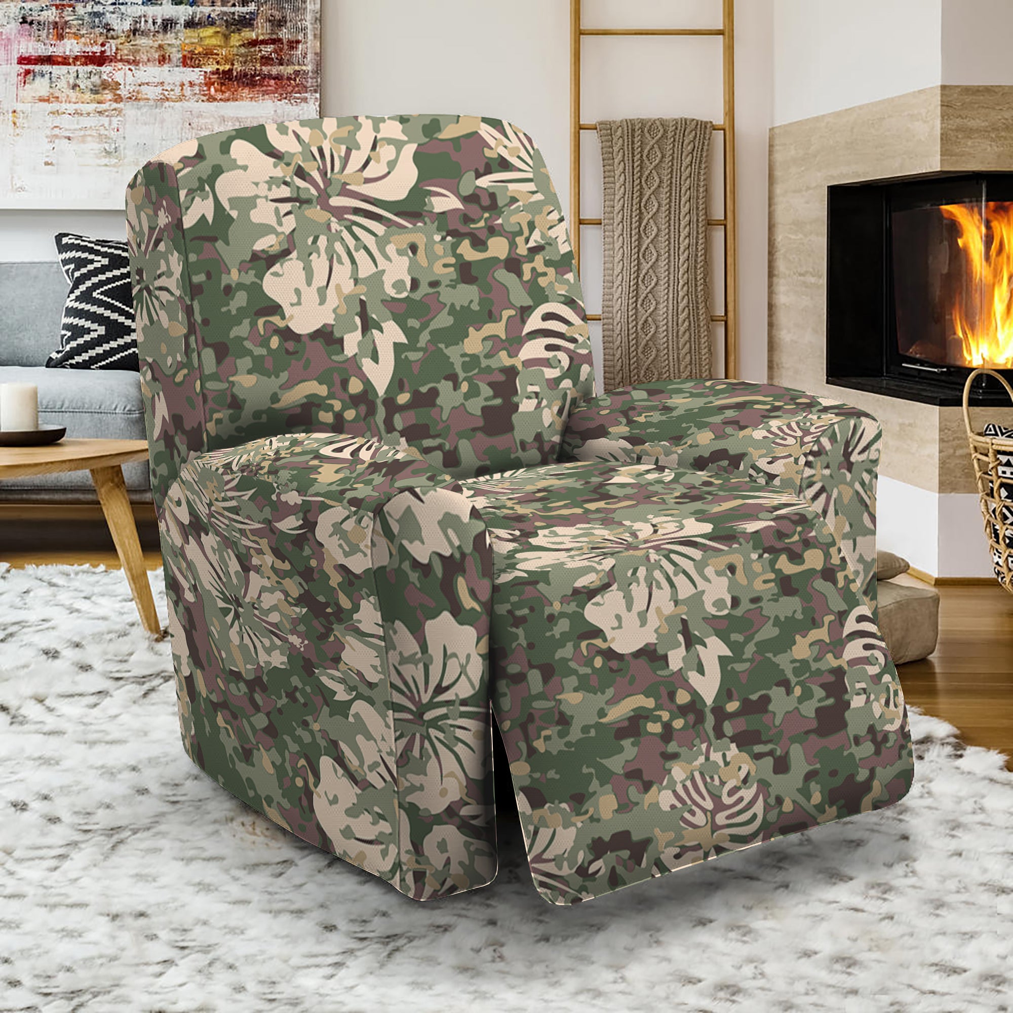 Aloha Hawaiian Camo Flower Pattern Print Recliner Slipcover