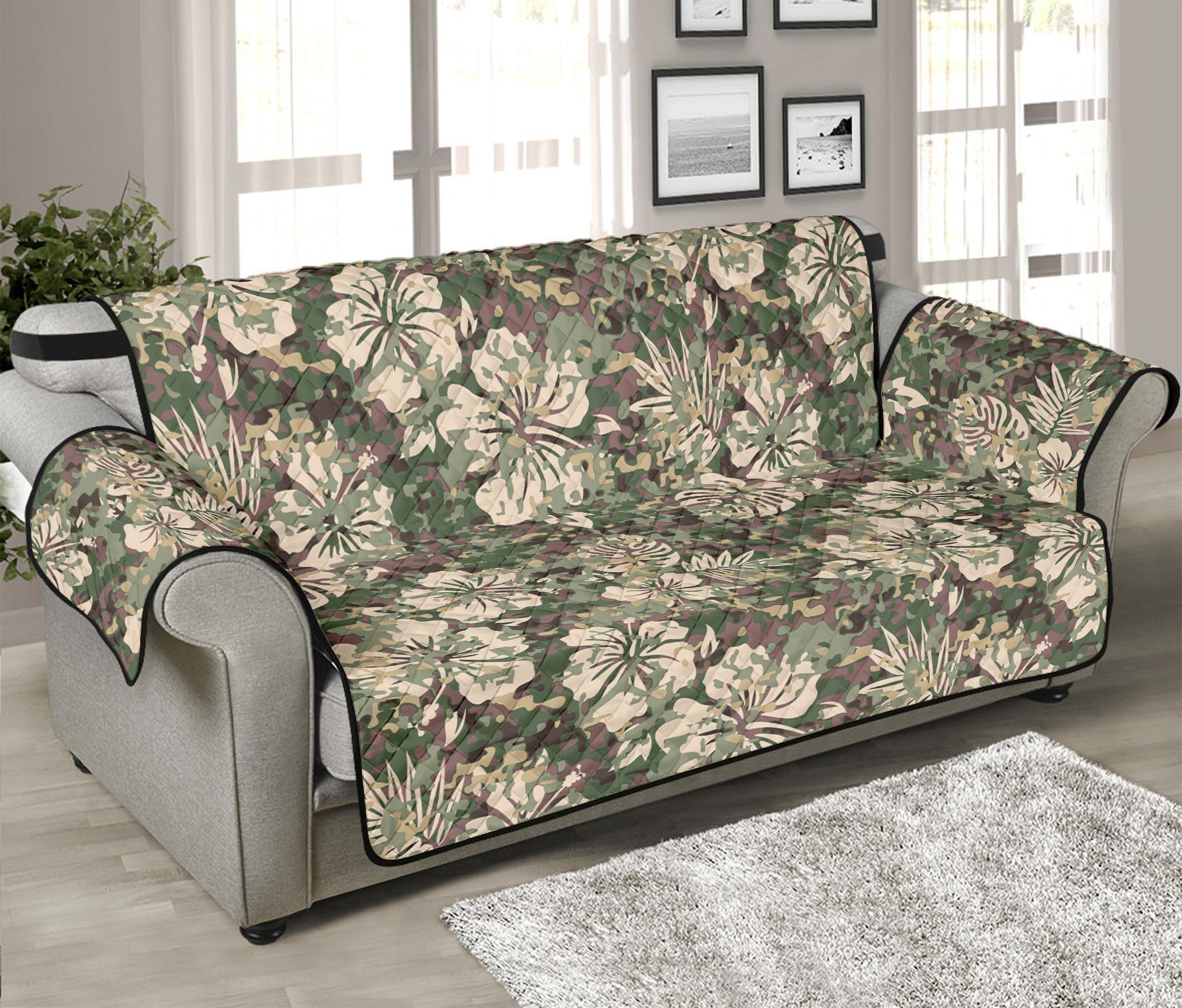 Aloha Hawaiian Camo Flower Pattern Print Sofa Protector