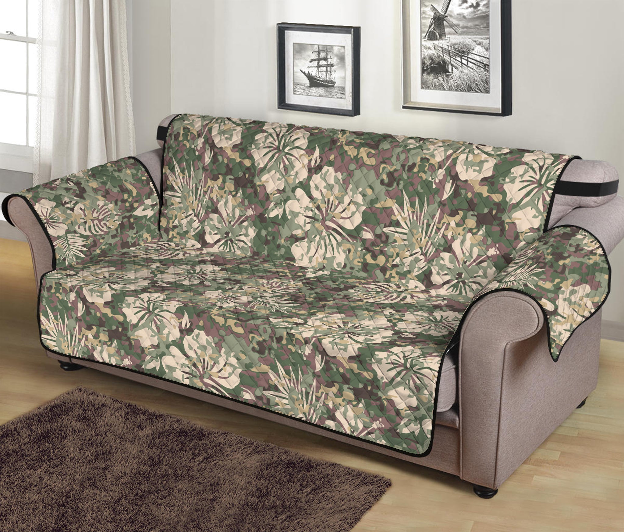 Aloha Hawaiian Camo Flower Pattern Print Sofa Protector