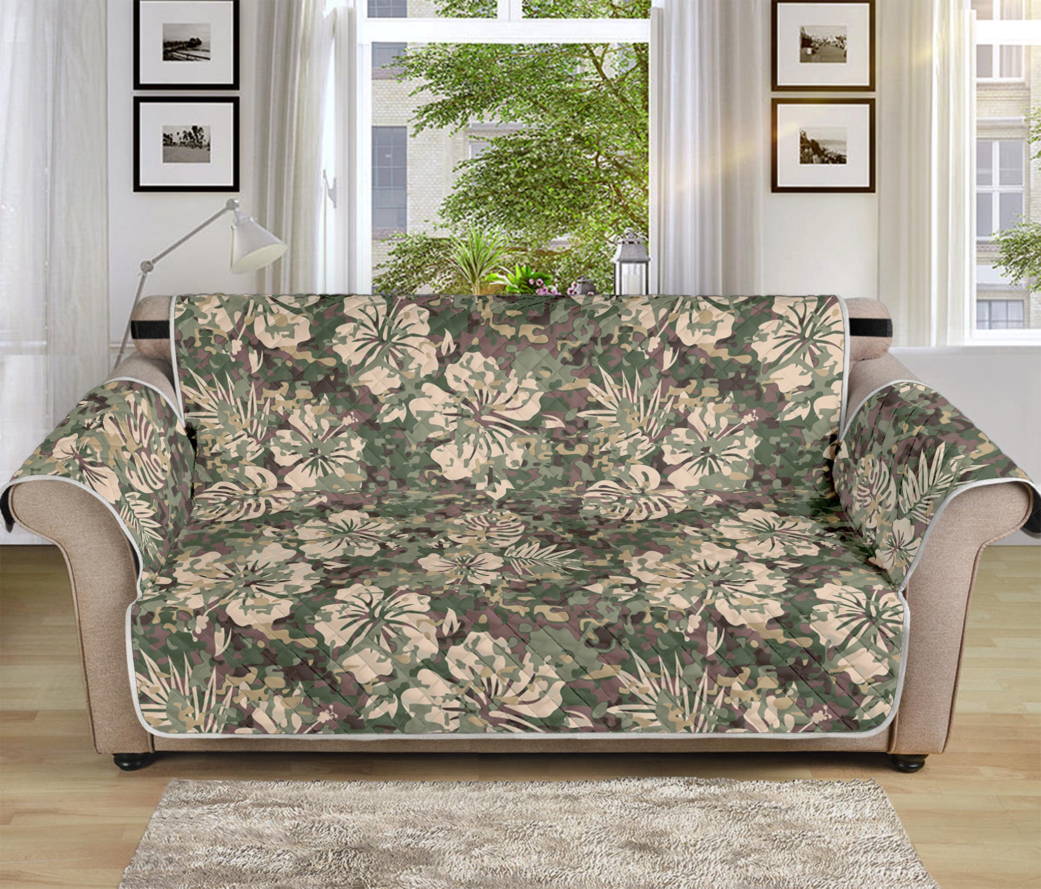 Aloha Hawaiian Camo Flower Pattern Print Sofa Protector