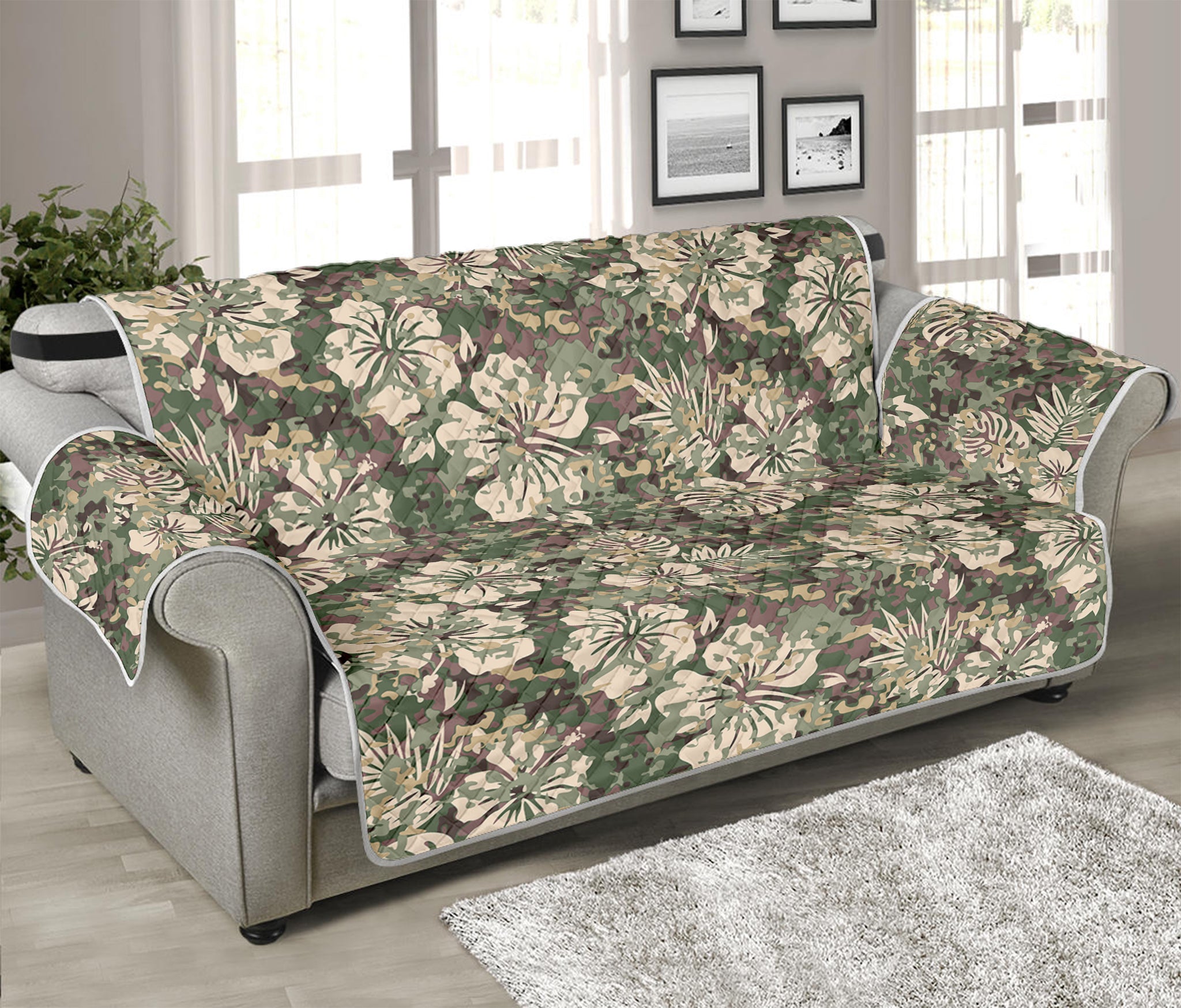 Aloha Hawaiian Camo Flower Pattern Print Sofa Protector