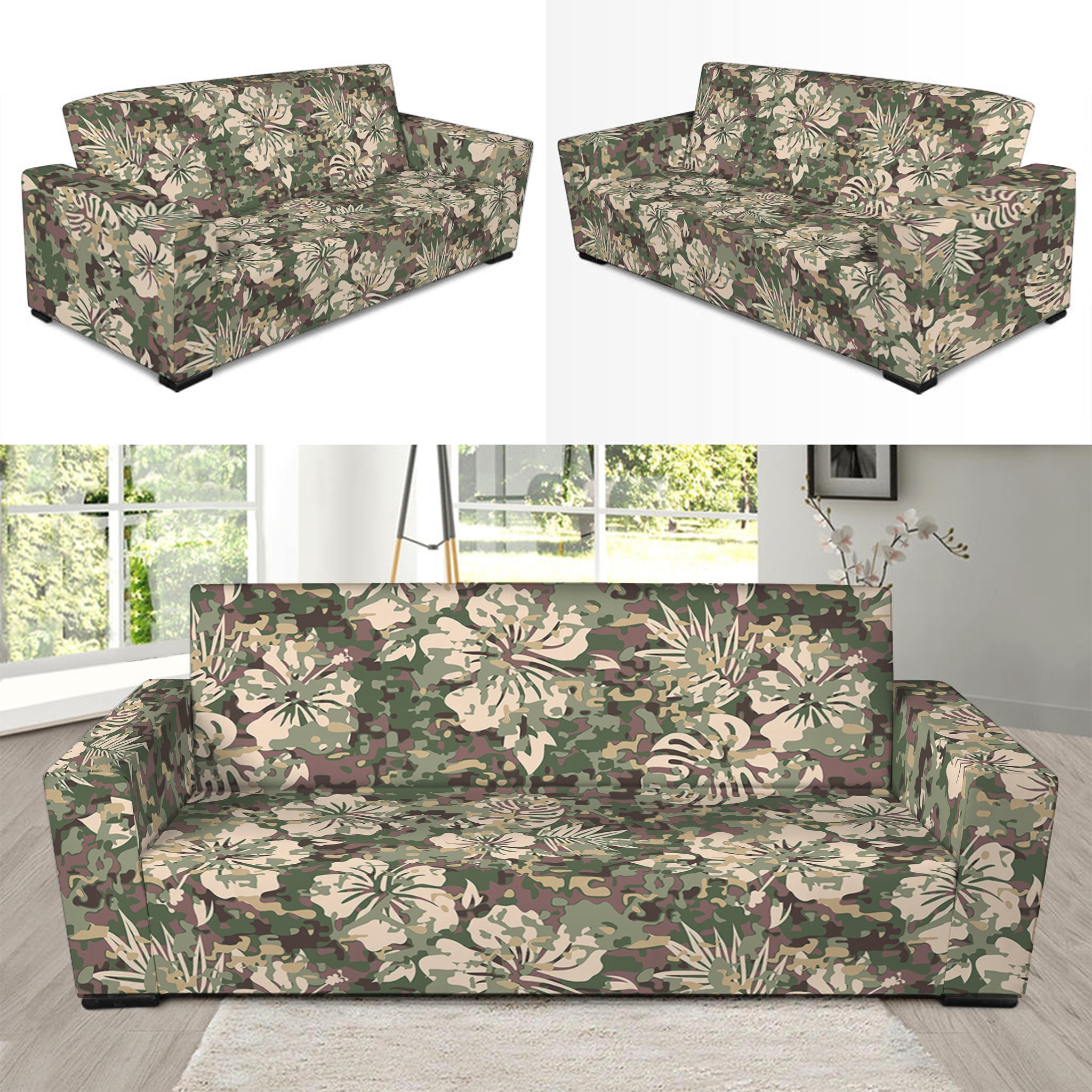 Aloha Hawaiian Camo Flower Pattern Print Sofa Slipcover