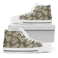 Aloha Hawaiian Camo Flower Pattern Print White High Top Sneakers