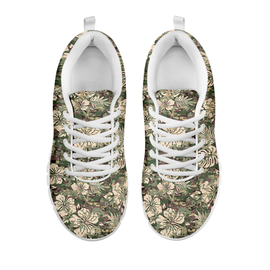 Aloha Hawaiian Camo Flower Pattern Print White Sneakers