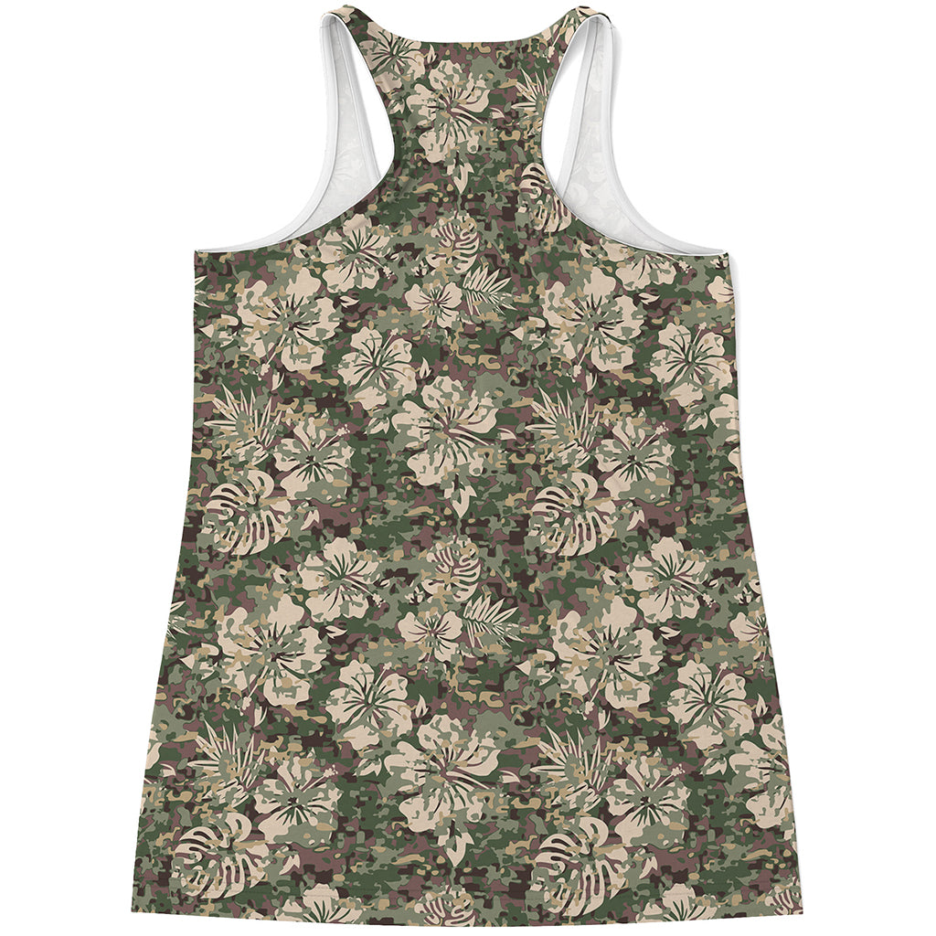 Aloha Hawaiian Camo Flower Pattern Print Women's Racerback Tank Top