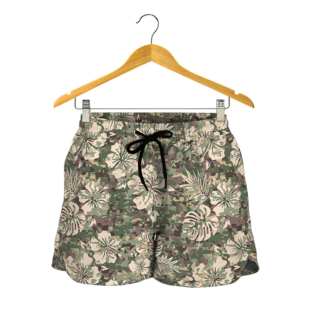 Aloha Hawaiian Camo Flower Pattern Print Women's Shorts