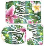 Aloha Hawaiian Flower Print 3 Piece Bath Mat Set