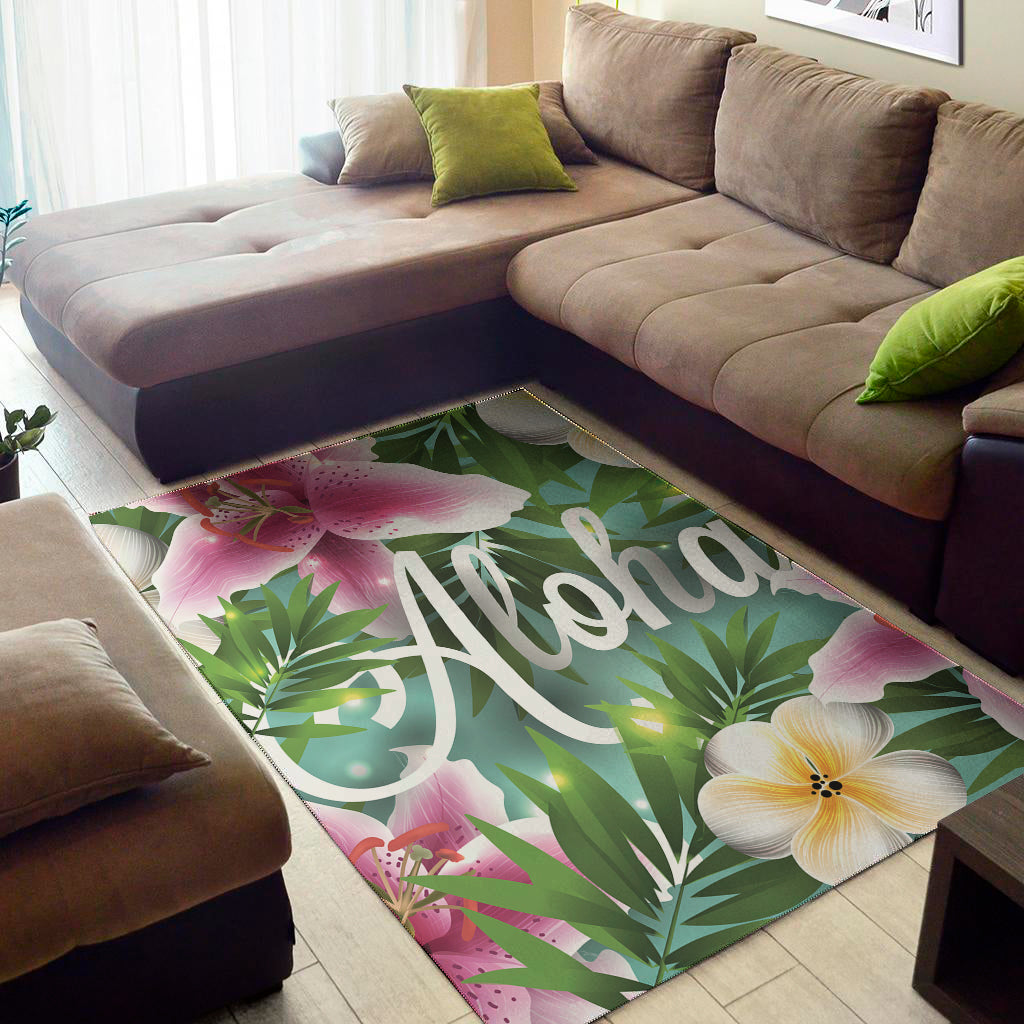 Aloha Hawaiian Flower Print Area Rug