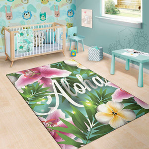 Aloha Hawaiian Flower Print Area Rug