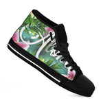 Aloha Hawaiian Flower Print Black High Top Shoes