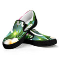 Aloha Hawaiian Flower Print Black Slip On Sneakers