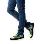 Aloha Hawaiian Flower Print Black Slip On Shoes