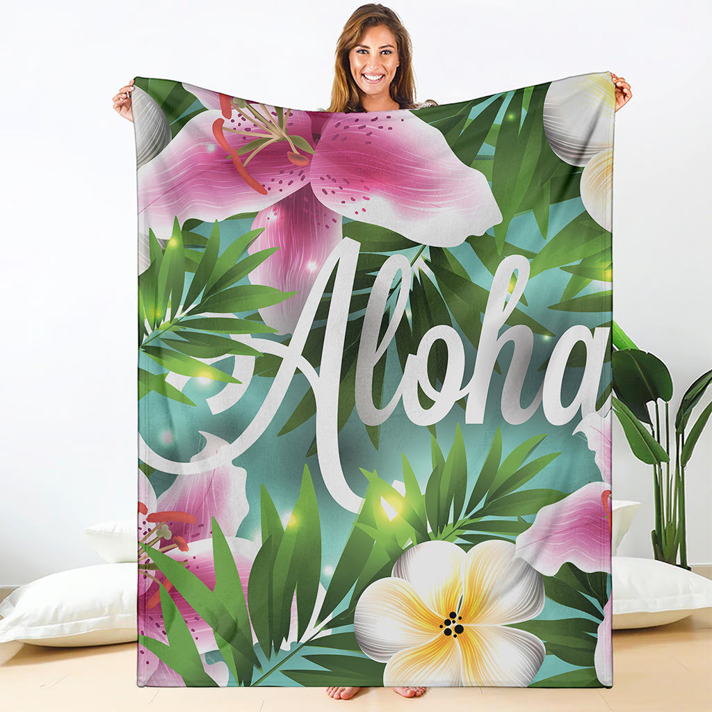 Aloha Hawaiian Flower Print Blanket