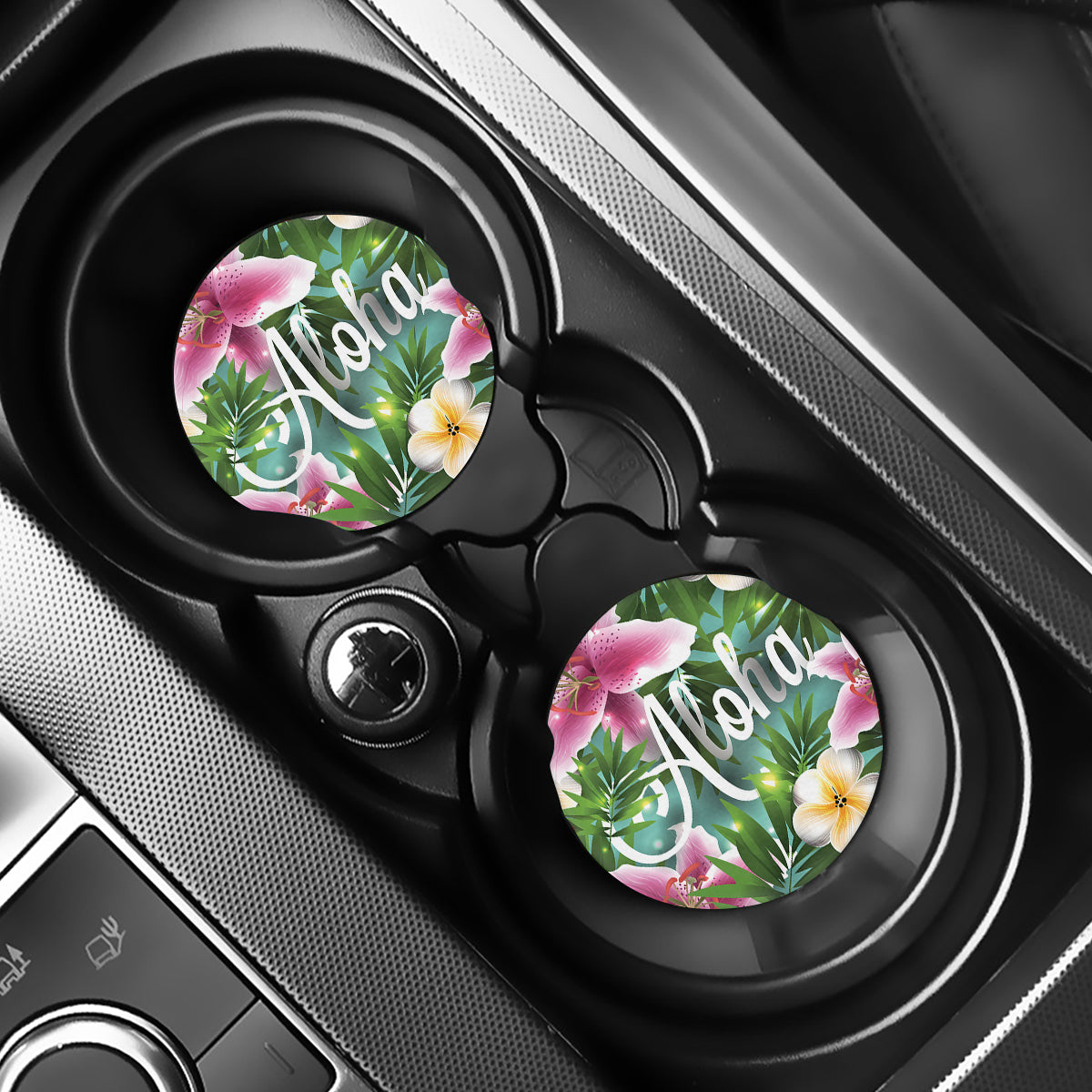 Aloha Hawaiian Flower Print Car Coasters