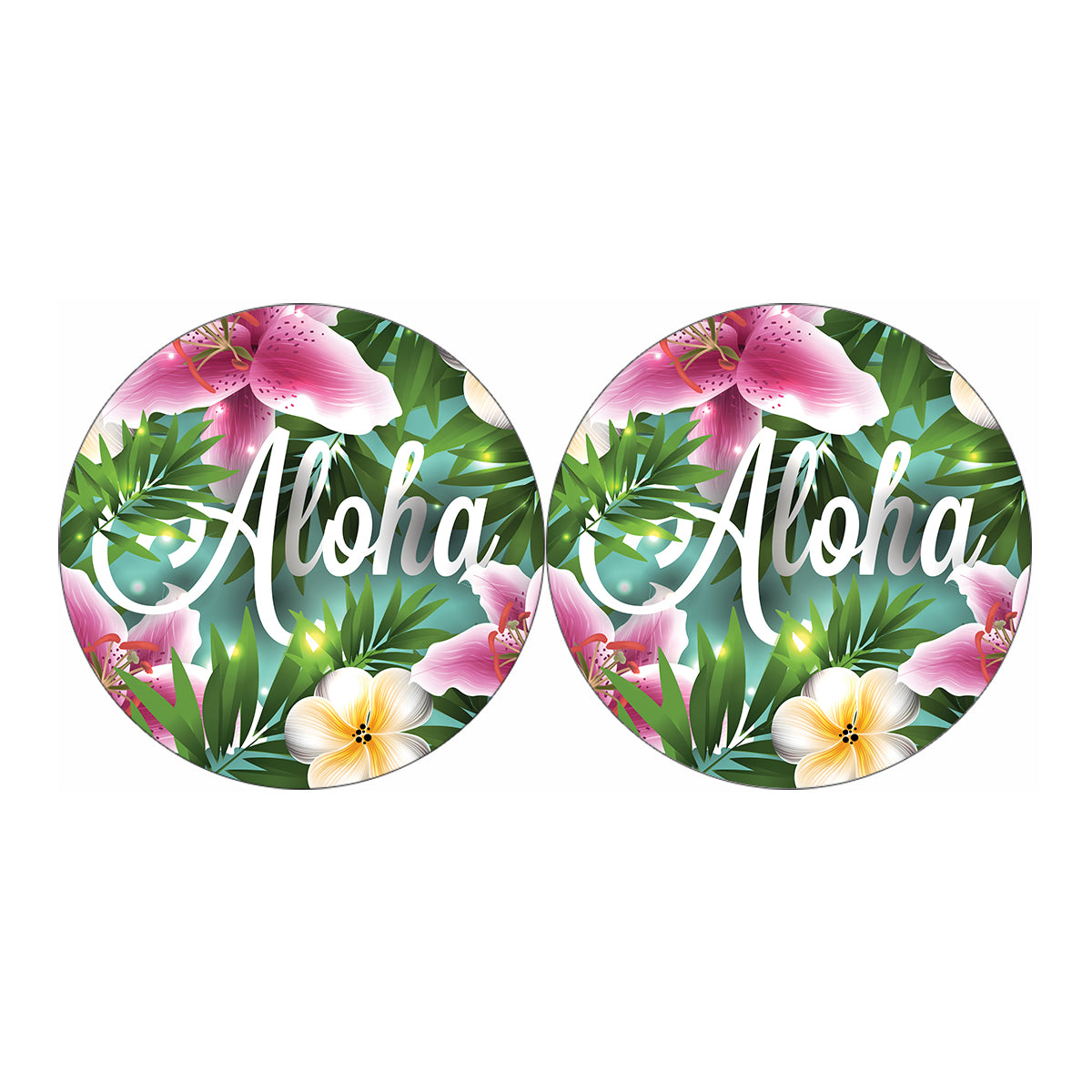 Aloha Hawaiian Flower Print Car Coasters