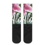 Aloha Hawaiian Flower Print Crew Socks