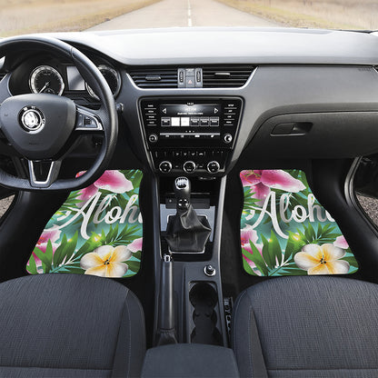 Aloha Hawaiian Flower Print Front and Back Car Floor Mats