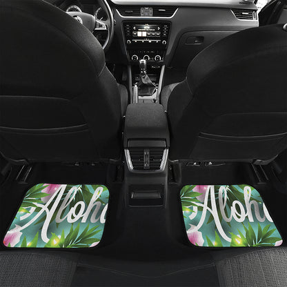 Aloha Hawaiian Flower Print Front and Back Car Floor Mats