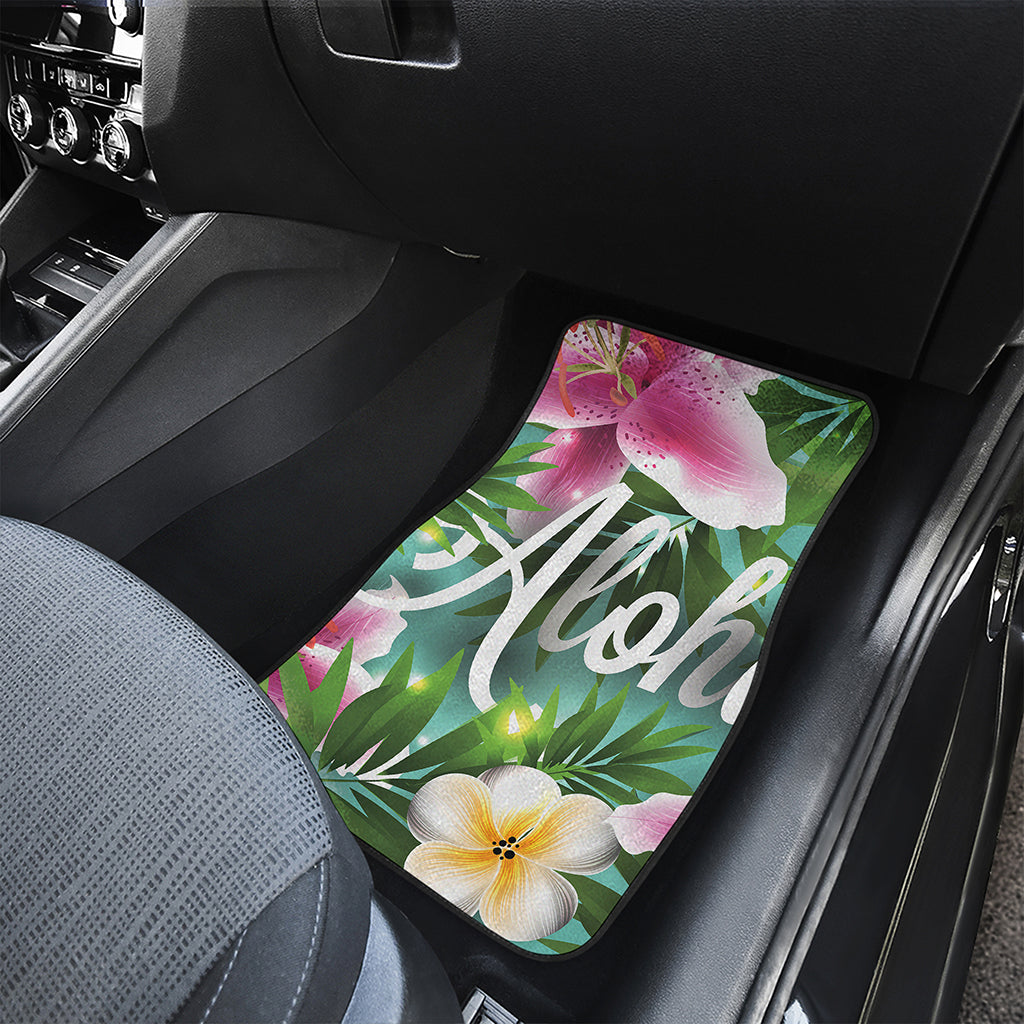 Aloha Hawaiian Flower Print Front and Back Car Floor Mats