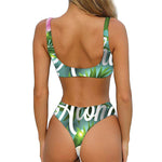 Aloha Hawaiian Flower Print Front Bow Tie Bikini