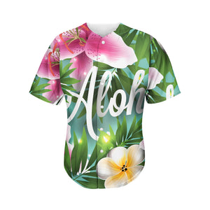 Aloha Hawaiian Flower Print Men's Baseball Jersey