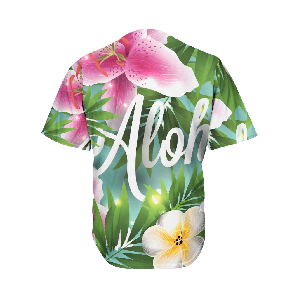 Aloha Hawaiian Flower Print Men's Baseball Jersey