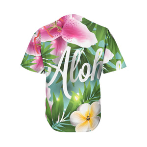 Aloha Hawaiian Flower Print Men's Baseball Jersey