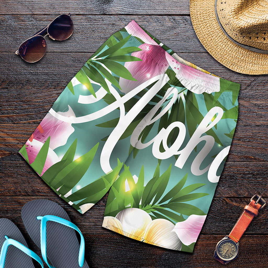 Aloha Hawaiian Flower Print Men's Shorts