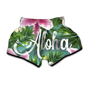 Aloha Hawaiian Flower Print Muay Thai Boxing Shorts