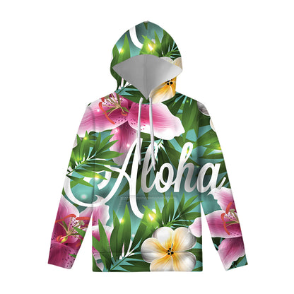 Aloha Hawaiian Flower Print Pullover Hoodie